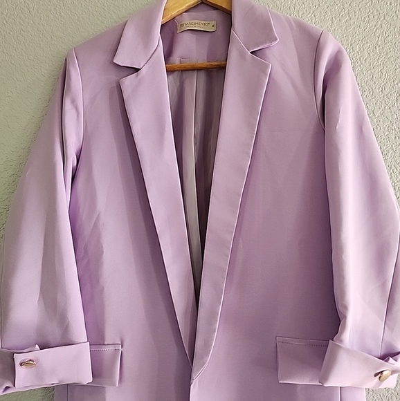 Spring Lilac Lavendar Open Blazer Long Casual Modest Church Wear Size Medium - Picture 4 of 15